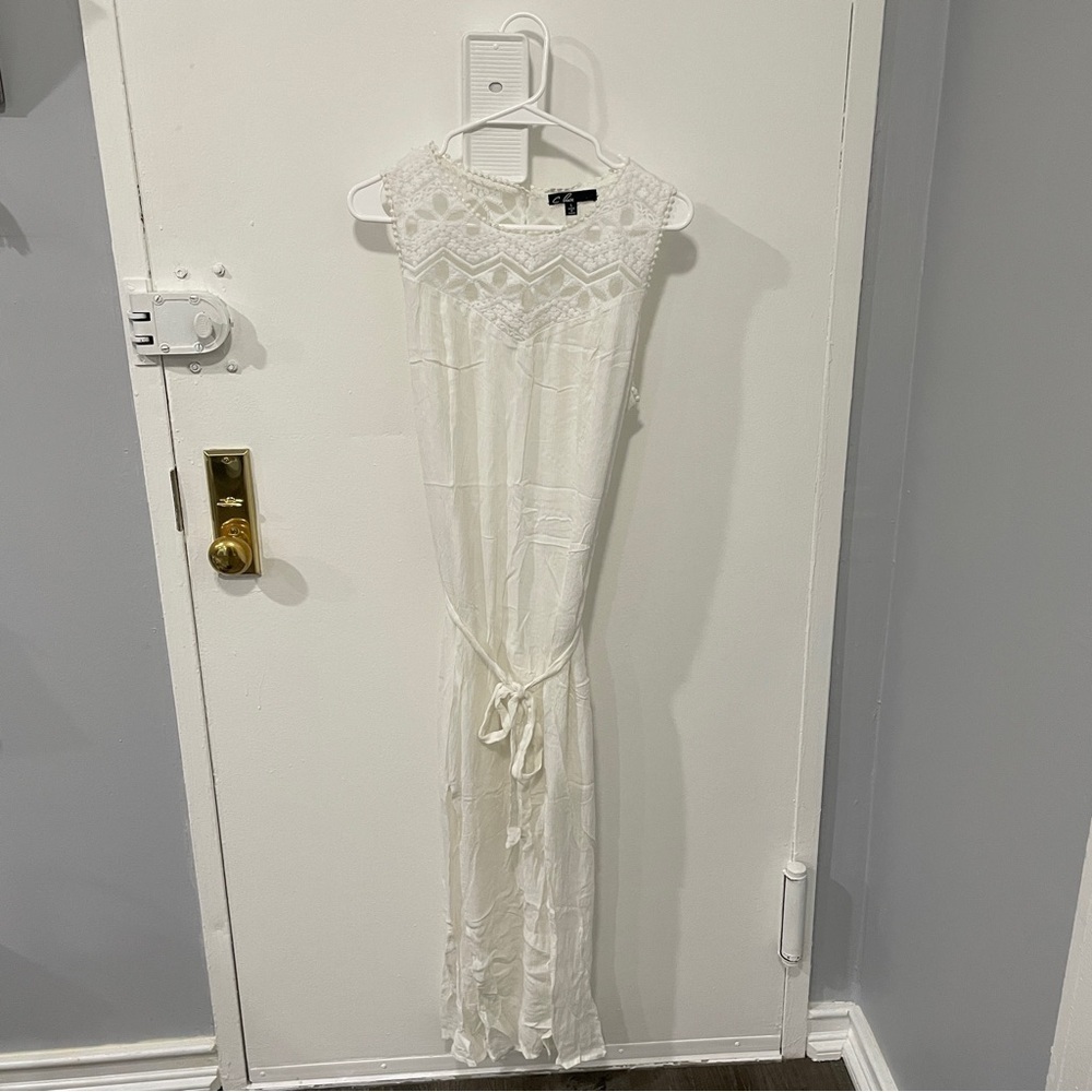 C. Luce White Lace Maxi Dress